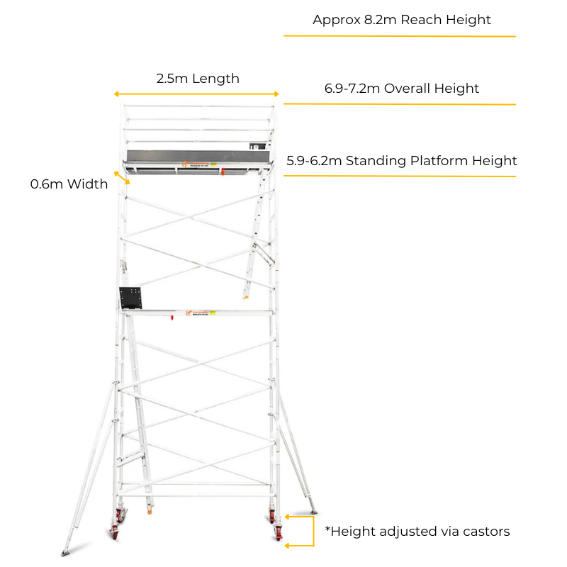 Total Aluminium 5.9-6.2m Narrow Mobile Scaffolding Tower (Single Width)